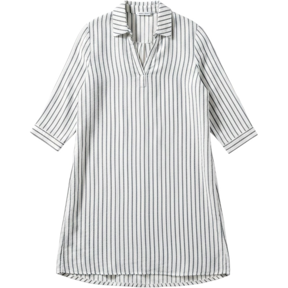 Tempo Paris 100% Linen Striped Shirt Dress S/M Made in Italy Roll Tab Sleeve